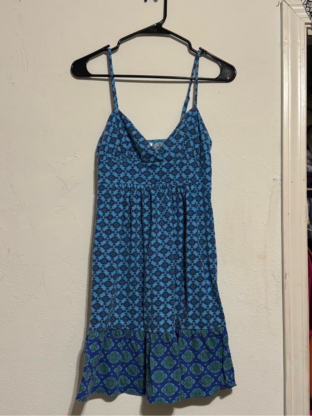No Boundaries Blue Patterned Womens Spaghetti-Strap One Piece Dress Size S